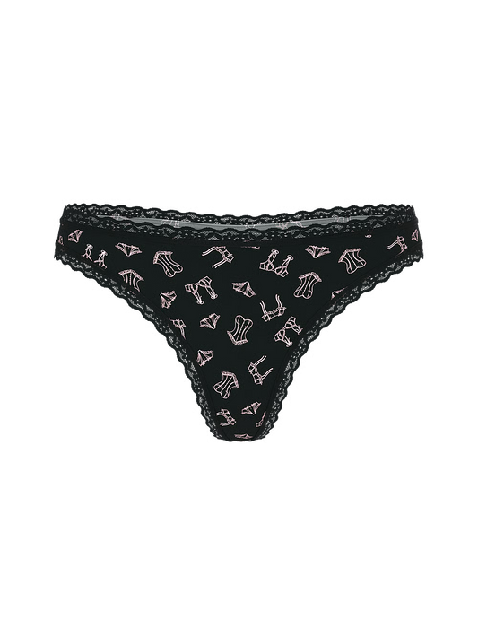 Panty Tanga de Algodón con Cintura de Encaje – Victoria’s Secret