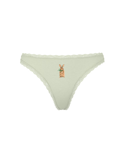 Panty Tanga de algodón con cintura de encaje - Victoria's Secret