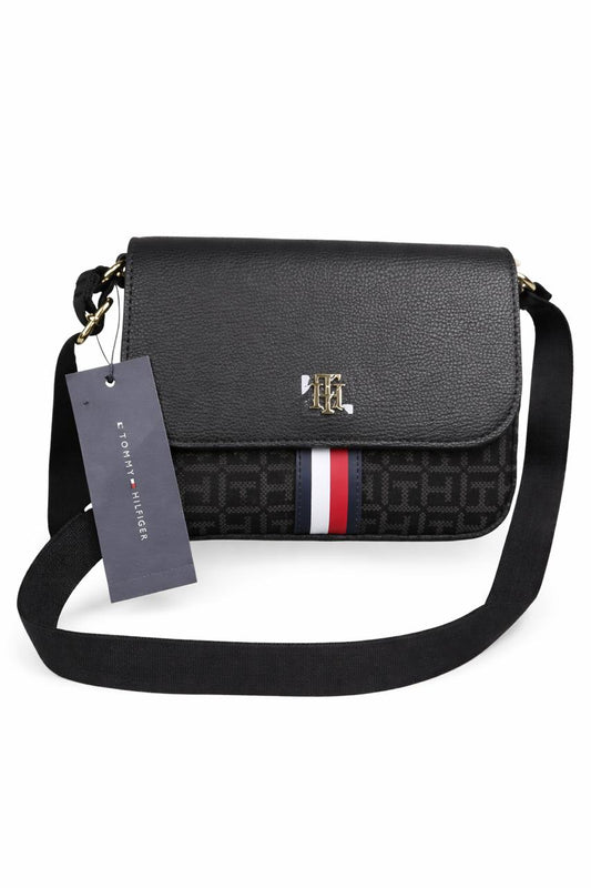 Cartera Tommy Hilfiger Crossbody Negra Monograma