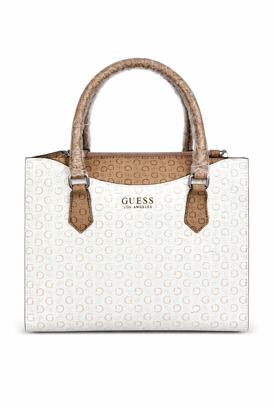 Cartera Guess Monograma Blanca y Camel
